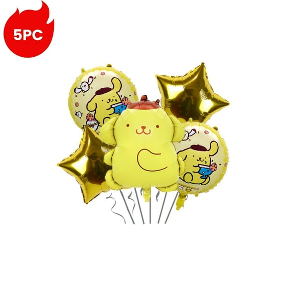 5 Pcs Foil Balloons Are Used As Decorative Elements To Enhance The Atmosphere Of Pompom Purin-Themed Party
