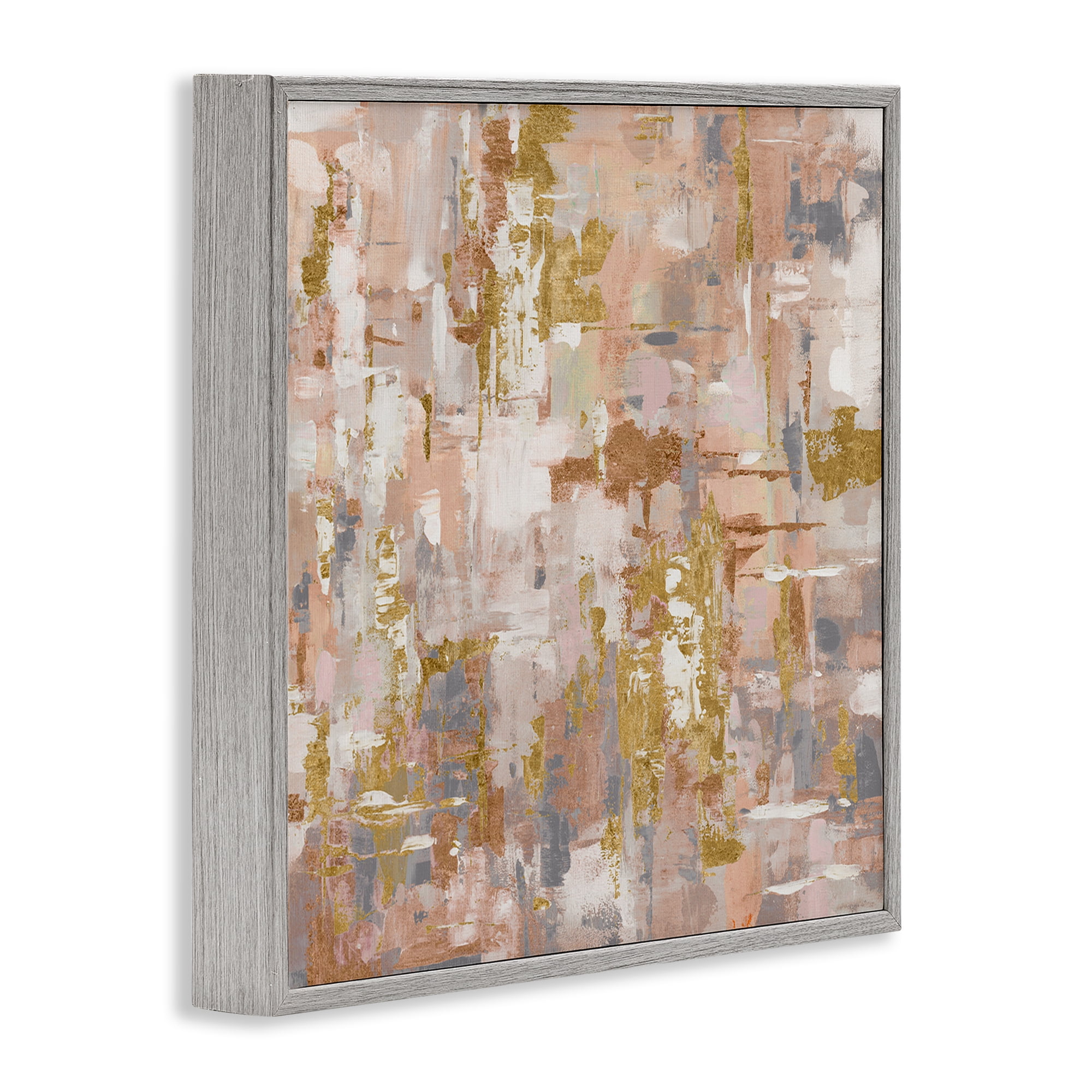 Stupell Industries Abstract with Paint Streaks Abstract Painting Gray Framed Art Print Wall Art, 17 x 17
