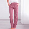 thumbnail image 2 of JUNWELL Linen Pants For Women High Waisted Pants Drawstring Elastic Business Casual Pants Work Pants Paper Bag Pants Loose Flowy Dress Pants Comfy Trousers Straight Pants With Pockets, 2 of 6
