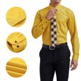 thumbnail image 7 of Mens Yellow Dress Shirt Long Sleeve Matching Tie and Pocket Square Set Button Down Business Shirts, 7 of 7