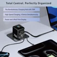 thumbnail image 2 of Rosewill 70W Retractable USB-C Wall Charger with Built-in Cable, 3-Port GaN 3 Fast Charging, Foldable Design & Real-Time TFT Display for MacBook, iPad, iPhone, Galaxy - Black, 2 of 8