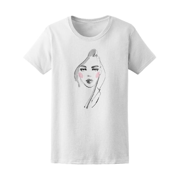 Cute Watercolor Lady Sketch Tee Women's -Image by Shutterstock