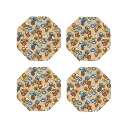 

Matuu Camp Badge for Cup Coasters Set of 4 Leather Coasters Desk Coasters for Office Measures 4” x 4”-Octagon