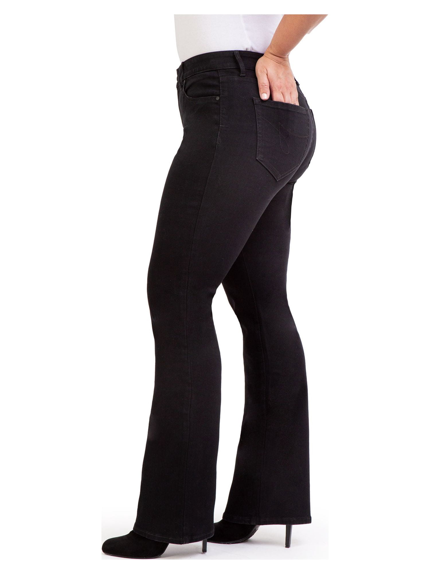 Jordache Women's Mid Rise Curvy Bootcut Jeans, Available in 30" and 32" Inseams