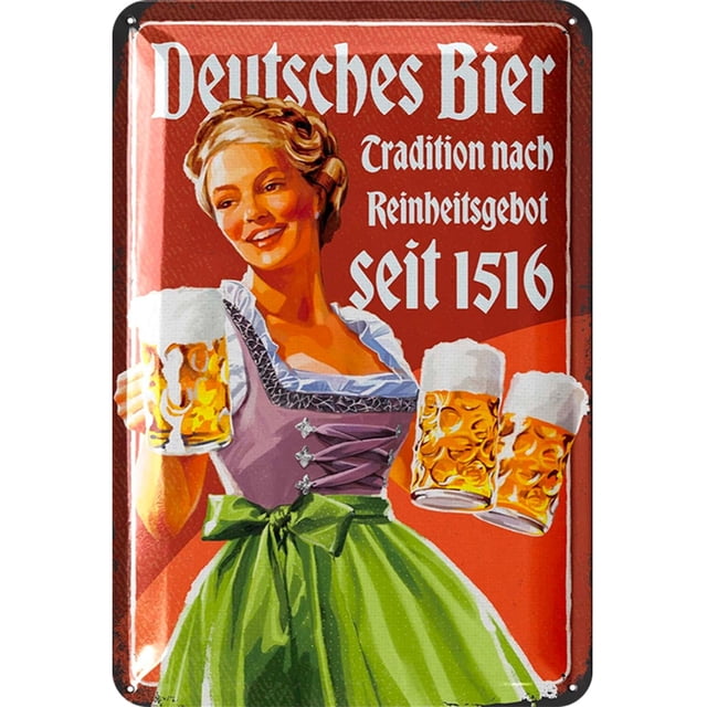 Placa Metal Vintage Bier Seit 1516 Pintura Hierro Rectangular Arte Pared 20x30cm