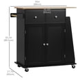 thumbnail image 2 of Black Rolling Kitchen Island Cart with 3-Tier Spice Rack & Storage - Compact Kitchen Storage Solution for Dining Room & Pantry - 35"W x 17.75"D, 2 of 7