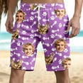 thumbnail image 4 of KHONTS DIY Gift for Men Customized Swim Trunks Personalized Quick Dry Swimwear Board Shorts with Face Light Purple XL, 4 of 9