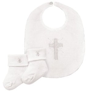 christening bibs and socks