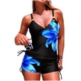 thumbnail image 2 of Kctiaxy Two Piece Swimsuit for Women Floral Print V Neck Tankini Bathing Suits Casual Slim Fitting Sports Bathing Suits Beach Vacation, 2 of 5