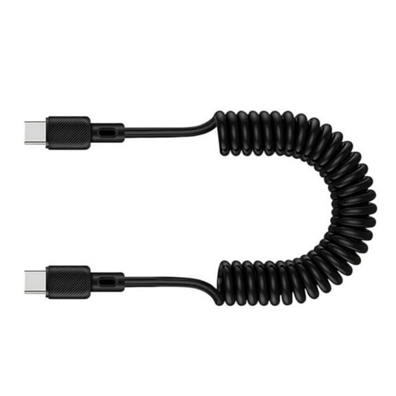 WINDLAND 66W Coiled USB C to USB C Coiled Cable Fast Charging Retractables for Phone 15 Other Devices