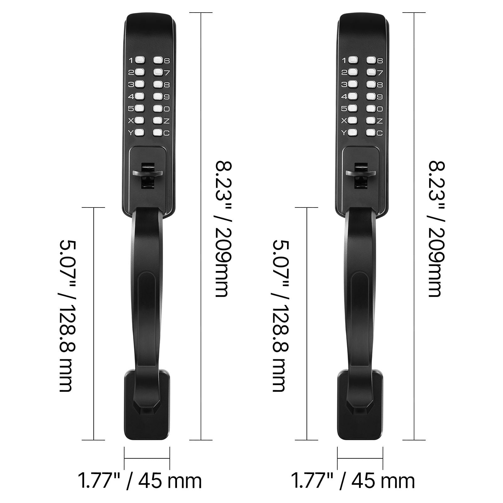 Mechanical Keyless Door Lock Gen2 Double-Sided 4-7 Digit Code Aluminum Alloy for Front Gate Garden Garage