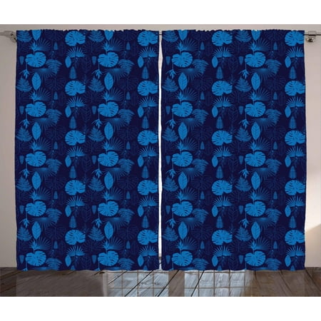 Exotic Curtains 2 Panels Set Artsy Tropical Plants Palm Tree