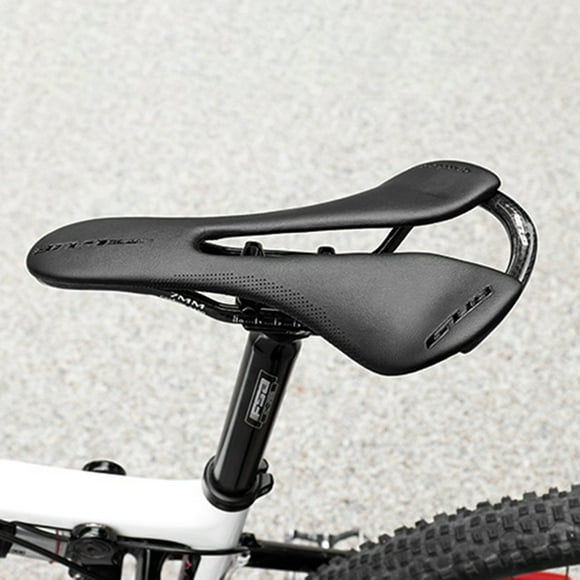 Neinkie Riding Saddle Ultra Light Hollow Design Lightweight High Strength Wear-resistant Damping Microfiber Faux Leather Road Bike Full-Carbon Fiber Saddle for Cycling