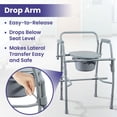 thumbnail image 4 of MedaCure Adjustable Bedside Commode Chair – Steel Frame Drop Arm Commode for Seniors – 3 in 1 Commode Chair for Toilet, Bedside, or Shower – 300 lb Weight Capacity, 4 of 6