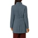 thumbnail image 3 of Abrigo largo de invierno con cinturón para mujer, clásico, de cuello alto, de manga larga, en gris azul, 3 of 8