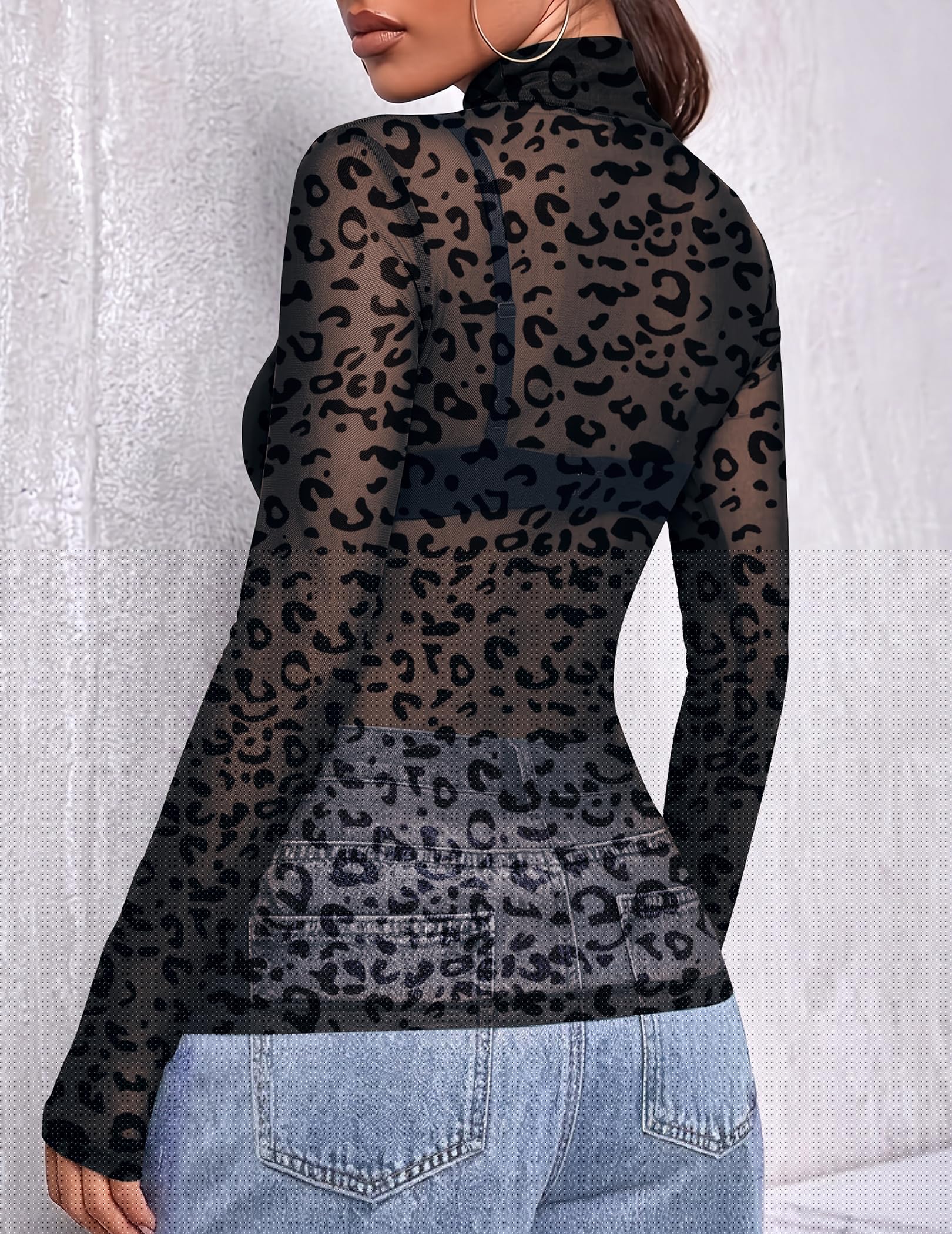 thumbnail image 5 of Zeagoo Mesh Sheer Tops for Women Long Sleeve Layering Tops Slim Fitted Sexy Shirts, 5 of 5