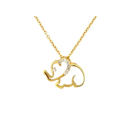 - CZ 18kt Gold over Sterling Silver Outlined Elephant Pendant, 18