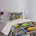 thumbnail image 4 of Ambesonne Tropical Quilted Coverlet 2 Pcs, Collage of Underwater, Twin Size, Yellow Blue, 4 of 5