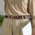 thumbnail image 4 of Qarigey Cinturón informal Formal para mujer, hebilla de Color sólido, longitud ajustable, pantalones cortos de oficina, cinturones de cuero de doble Type2 NO2 Qarigey  AP010439-03B, 4 of 6