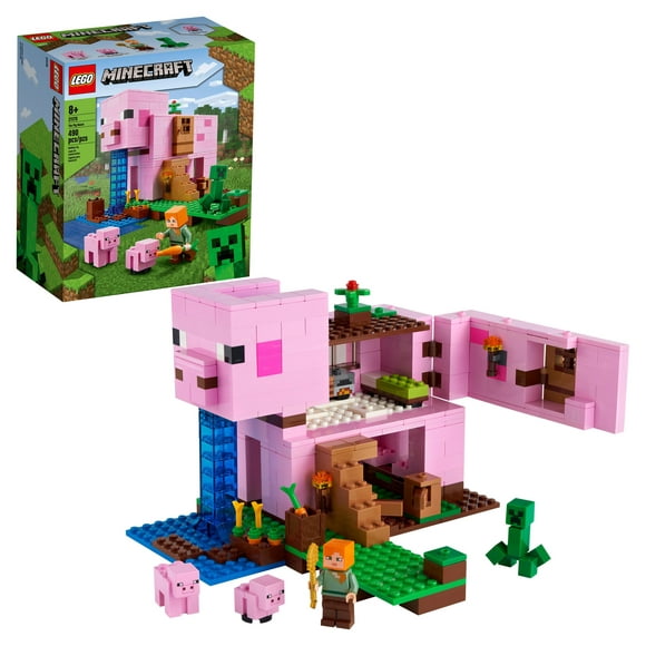 LEGO Minecraft The Pig House, 21170 with Alex, Creeper and 2 Pig Figures, Animal Building Toy, Gift Idea for Kids, Boys & Girls ages 8+