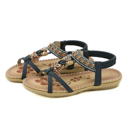 

Cathalem Vegan Sandals Women Fashion Women Casual Open Toe Flat Rhinestone Comfortable Soft Bottom Women s Wedge Sandals Size 9w Blue 6.5