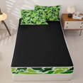 thumbnail image 4 of Castle Fairy Wildlife Deer Bear Turkey Dog Zipper Queen Comforter Set with Fitted Sheet and 2 Pillowcases,Abstract Camo Zipper Bedding Set,Pale Green White,Black Reversible,4 Pieces, 4 of 6