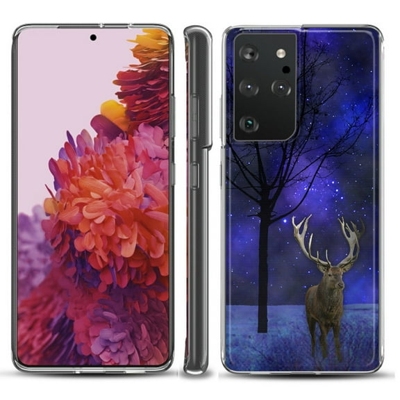 Slim-Fit Lightweight Protective Phone Case compatible with Samsung Galaxy S21 ULTRA 5G, by OneToughShield ® - Midnight Deer