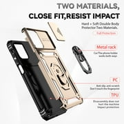 for Motorola Moto G Stylus 5G 2022 Case, Soft TPU & Hard PC Anti-scratch Sliding Cover Full Protection Ring Stand Rotating Kickstand Holder Magnetic Shockproof Phone Case Cover, Gold
