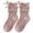 Pink, variant on Girls Ribben Knit Ruffle Crew Socks Bow Decor Double Frilly Ankle Socks Soft Cotton Breathable Princess Long Sock