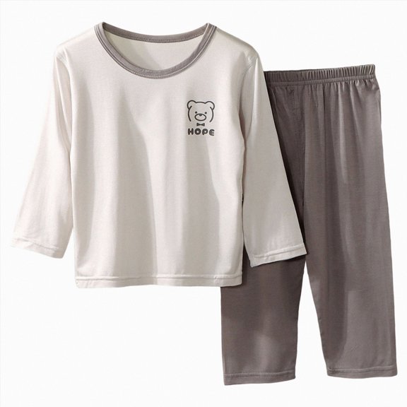 TOWED22 Baby Boy Pajamas Little Girls Pajamas Graphic Cotton 2 Piece Train Toddler Sleepwear Fall Winter Clothes Set 3 6 9 12 18 24 Months 2t 3t 4t 5t 6t 7t 8t 9t(Grey,9-10 Y)
