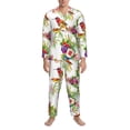 thumbnail image 4 of Bingfone Men'S Pajama Set 2 Piece Loungewear Pjs, Long Sleeve With Pajama Pants-Birds And Flowers, 4 of 9