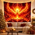 thumbnail image 3 of Fire Phoenix Beneath a Radiant Halo, Mystical Fantasy Art for Mythical Bird Lovers, Volcanic Rebirth Decor, Housewarming Gift, Tapestry Wall Hanging for Bedroom and Studio, 3 of 7