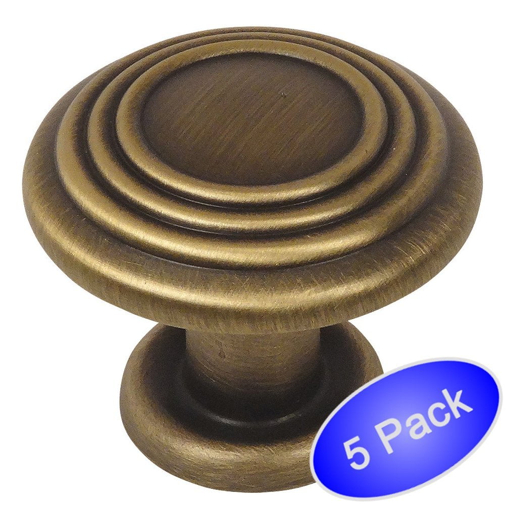 Cosmas 4122BAB Brushed Antique Brass 3 Ring Hardware Round Knob