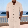 thumbnail image 6 of Golf Shirts for Men Short Sleeve,Men's Casual Linen Shirts Short Sleeve Classic Button Shirt Fashion Cotton Golf Tops with Pocket, 6 of 9