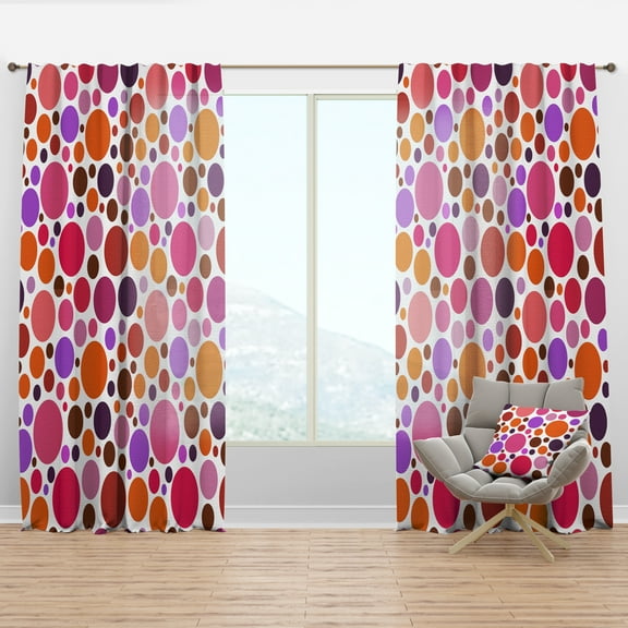Designart 'Abstract Geometric Circular Retro Pattern II' Mid-Century Modern Curtain Panel