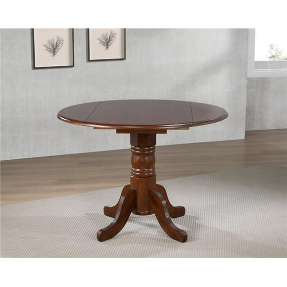 Sunset Trading Round Drop Leaf Dining Table in Chestnut