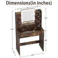 thumbnail image 5 of ICEELF Small Vanity Desk for Girls with Tempered Glass Top, Smart RGB Drawer, APP & Remote, 6000+ Colors, Music Sync, Timer, 3-Color LED Mirror, 5 Shelves, Vintage Brown, 5 of 10