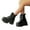 Dark Blue, variant on Womens Punk Black Wide Mid Calf Platform Boots Gothic Leather Chunky Zipper Riding Combat Short Ankle Booties