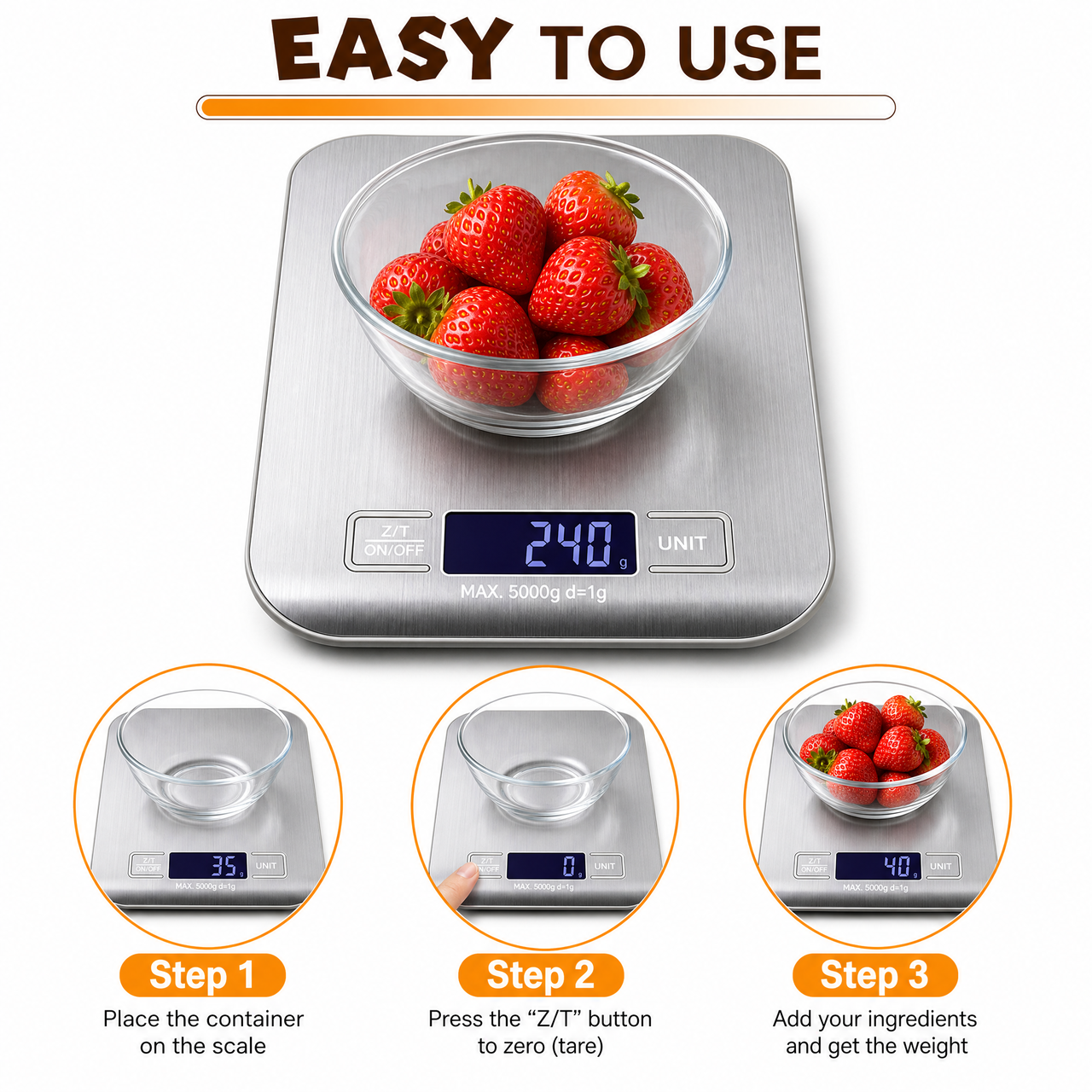 Faboho Digital Food Scale with Grams and Ounces, 11 lb photo 6