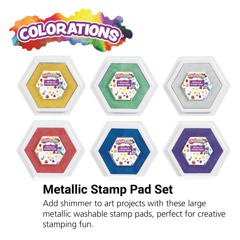 Colorations Large Metallic Washable Stamp Pads - Set of 6