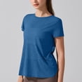 thumbnail image 6 of Tqcoqu Open Back Workout Tops for Women,Casual Short Sleeve Crew Neck Loose Athletic Gym Yoga Tshirts Clothes,Blue Women's S-XL, 6 of 8