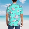 thumbnail image 6 of Balery Seashell And Starfish Print Men's Hawaiian Shirts Short Sleeve Beach Shirt Relaxed Fit Vacation Button Down Shirts-3X-Large, 6 of 9