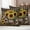 Yellow Beige Black, variant on Farmhouse Sunflowers Outdoor Waterproof Pillow Covers, Western Star Vintage Sparrows Decorative Square Throw Pillowcase Sofa Cushion Sham for Patio/Couch/Chair, 24"x24" 2 Pack