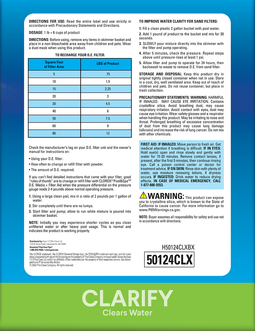 Clorox Pool&Spa Granular D.E. Filter Aid for Swimming Pools, 24 lbs