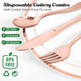 thumbnail image 2 of PrimeCook Shop 75 Pack Rose Gold Plastic Silverware Disposable Cutlery Set - 25 Forks Knives Spoons - Disposable Flatware Heavy Duty Plastic Utensils Set for Catering, Parties, Dinners, Weddings, 2 of 14