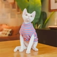 thumbnail image 6 of Sphynx Cat Clothes Striped Cat T-Shirt Stretchy Cat Sweater Apparel,S,Pink, 6 of 6