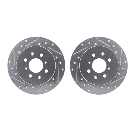 Dynamic Friction Company Rear Brake Rotors-Drilled and Slotted-Silver 7002-59045