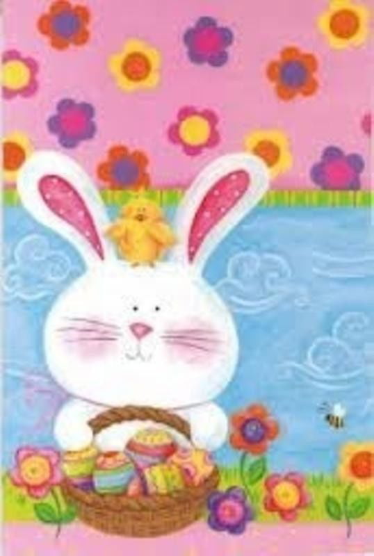 SILK REFLECTIONS Garden Flag LET'S PAINT EGGS Easter Bunny 12.5 x 18 NEW!! 