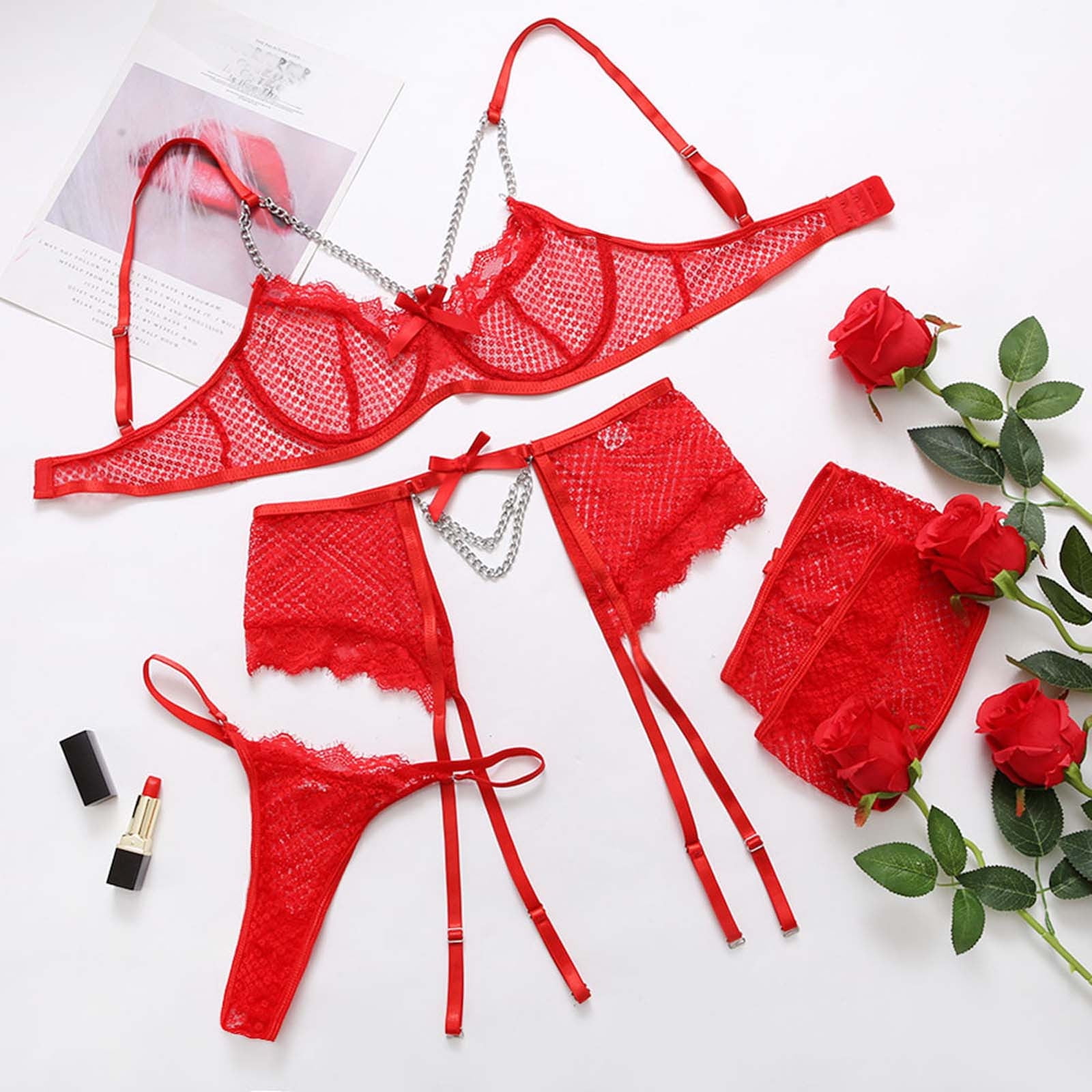 Red Bra Pant Set  Best Red Lingerie Set online @ Best price