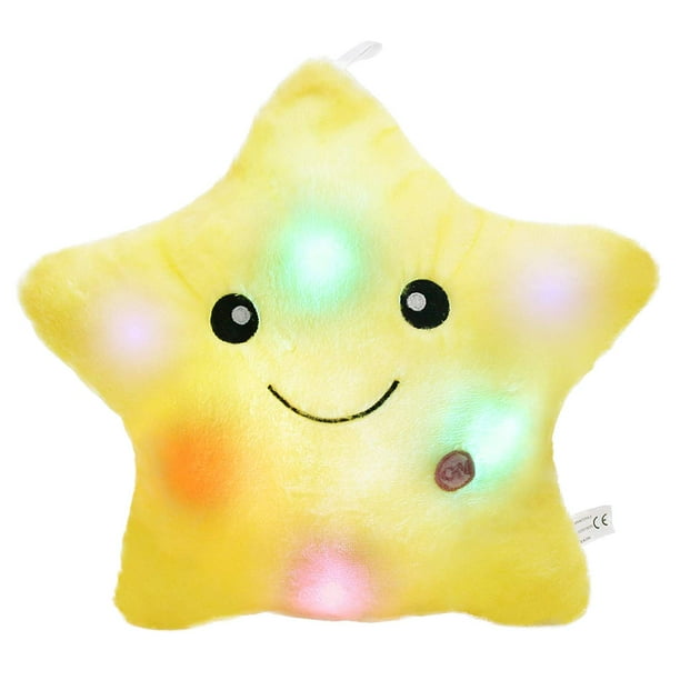 Creative Twinkle Star Glowing LED Night Light Plush Pillows Stuffed Toys (Yellow)